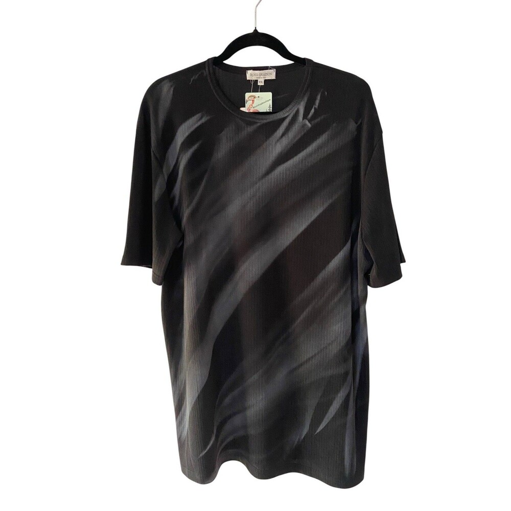 Ross Graison Mens Oversized Abstract Top Size XXL Black Ribbed Italy‎ Editorial